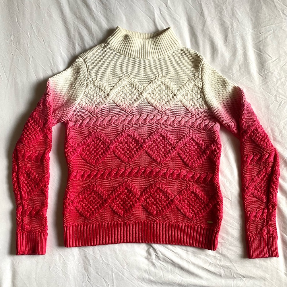 Tommy Hilfiger Pink Ombré Cable Knit Turtleneck Sweater